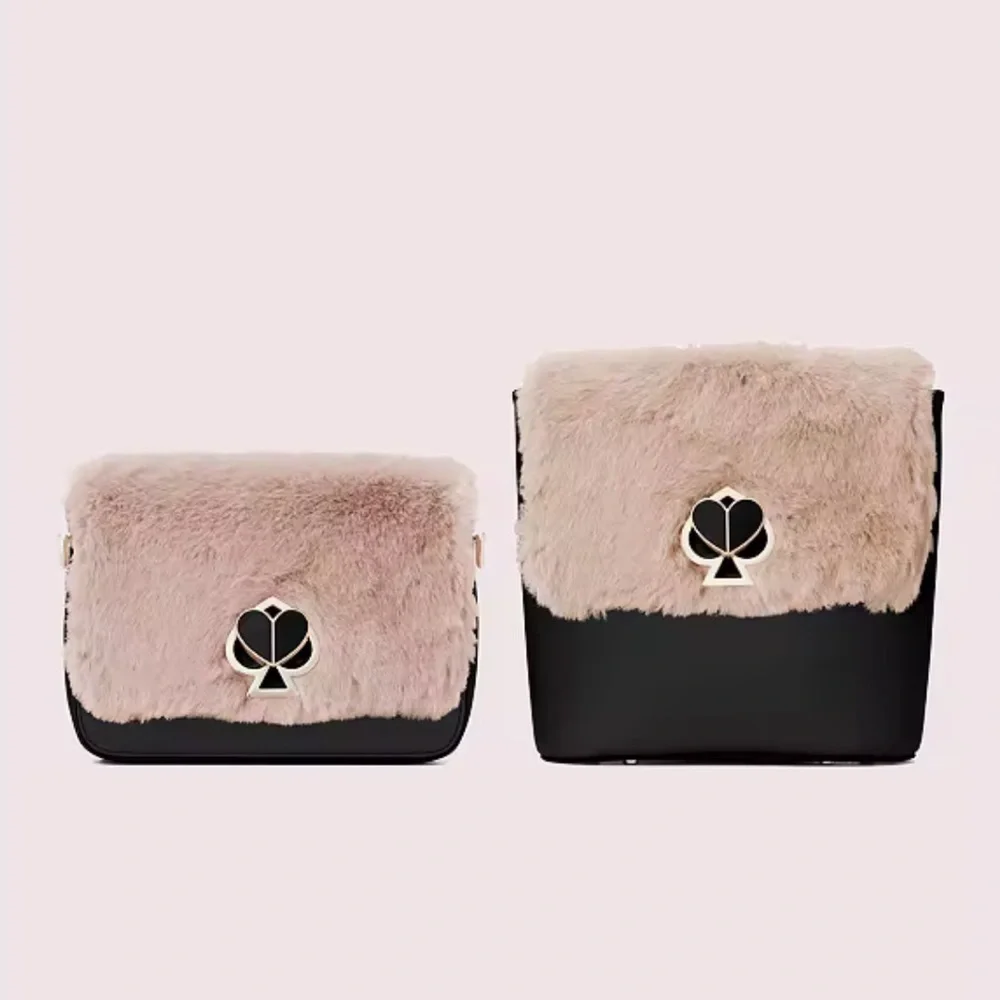 Flap only Kate Spade Make it Mine Pink Faux Fur Twistlock flap
